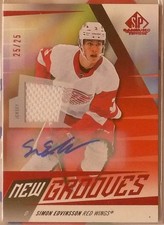 Simon Edvinsson 2023-24 SP Game Used New Grooves Rookie Jersey Auto RC /25