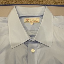 Turnbull Asser Dress Shirt Men 44/17.5 XXL Light Blue French Cuff Two Fold 200