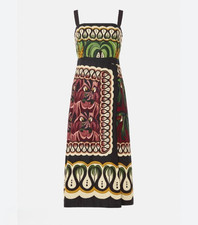 🌟 FARM RIO 🌟 COCONUT TREE FLOW SCARF MIDI DRESS BROWN MULTI XXS