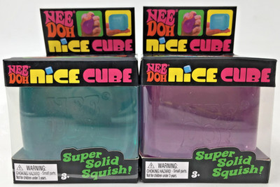 Lot of 2 Nee doh Nice Cube Super Solid Squish Blue Purple by Schylling Brand new