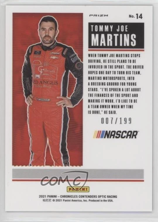 2021 Chronicles Contenders Optic Blue Prizm /199 Tommy Joe Martins Rookie RC 0c6 - Image 2 of 3