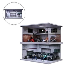 1/64 Scale Model Car Display Case Warehouse Micro Landscape Decor Diorama
