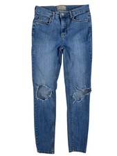 Free People Light Wash Distressed Skinny Ankle Denim Jeans Women's Size 27
