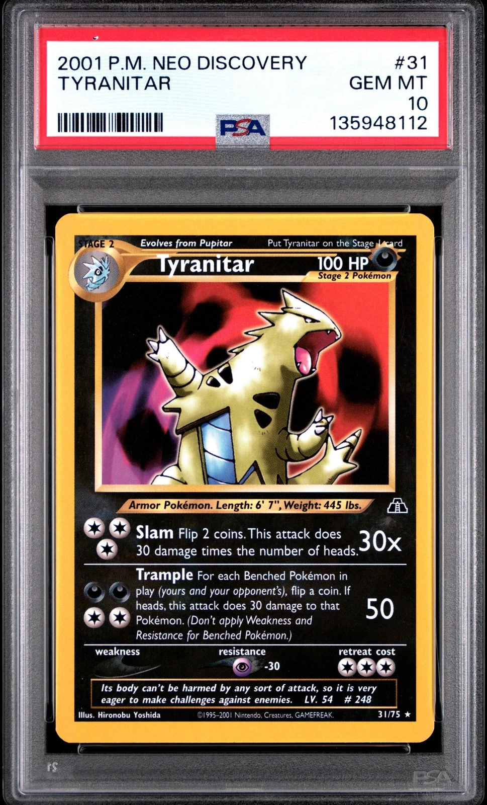 2001 Pokemon Neo Discovery Tyranitar #31 GEM MT PSA 10 Rare
