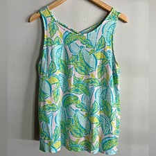 Camiseta sin mangas Lilly Pulitzer Lemon Grove estampado espalda entrecruzada grande para mujer