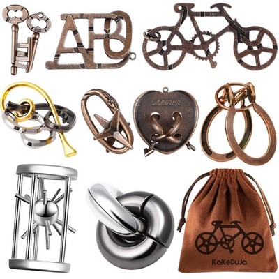 Kakeduja 9Pcs Metal Brain Teaser Puzzles Lock Puzzle Games Set Gift For Adults