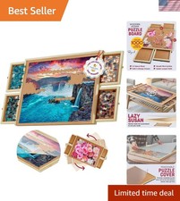 Portable 1000-Piece Jigsaw Puzzle Board with Drawers and Protective Cover