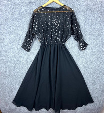 Vintage Jackie Taub Dress Womens S/M Black Sheer Cocktail Party Goth Glam Witchy
