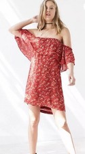 Urban Outfitters Women’s Red Rafina Floral Ruffle Dress Size S