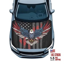 Universal Car Hood Protective Cover American Flag Eagle Print Auto