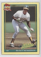 1991 Topps Wax Box Bottoms Rickey Henderson (Dark Gray Cardstock) #H HOF 0a7