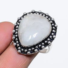 Rainbow Moonstone Gemstone Handmade 925 Sterling Silver Jewelry Ring 9.5 Y855