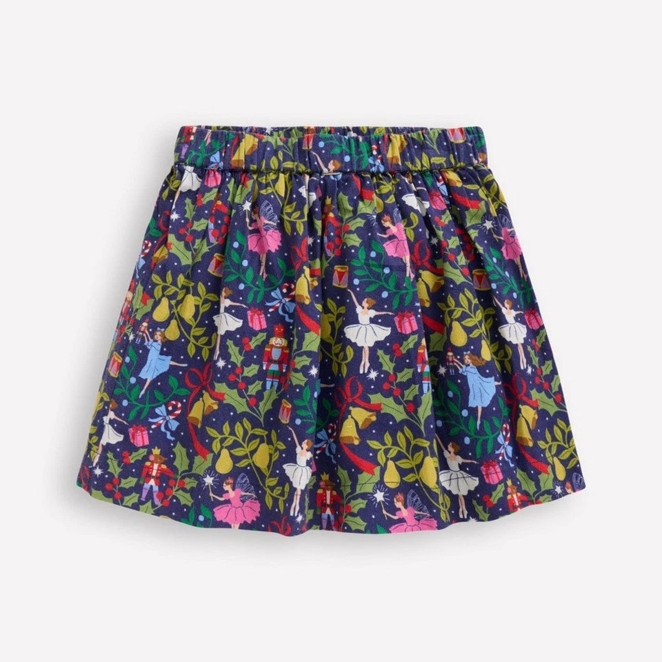 Mini Boden Printed Pull-On Twirly Skirt in Starboard Blue Nutcracker size 10 $48 - Image 3 of 4