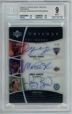 2006 UD Trilogy Trimarks Michael Jordan Magic Johnson Larry Bird 1/3 AUTO BGS 9