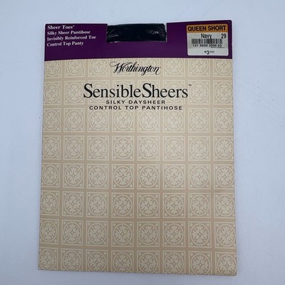 Vintage Worthington Sensible Sheers Pantyhose Navy Queen Short Control Top