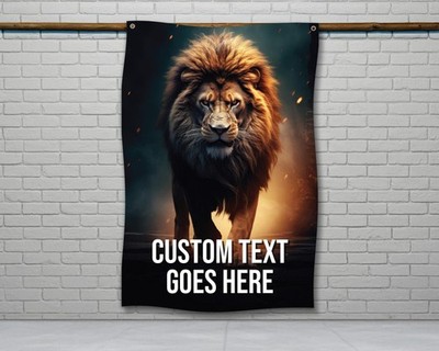 Custom Lion Flag - Motivational Gym Decor for Home or Dorm