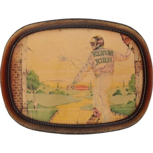 Pacifica Elton John Goodbye Yellow Brick Road Album Music Rock Vtg Belt Buckle
