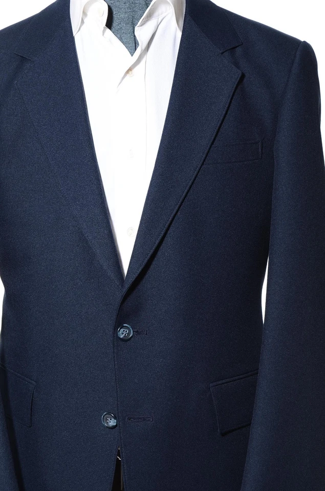 40R Vintage 70s Sears Navy-Blue Polyester 2-Piece Suit 36x31 Trousers Jacket M - Image 3 of 4