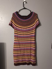 Tommy Hilfiger Sweater Dress Women's Junior Size M Striped Crew Neck Wool Blend