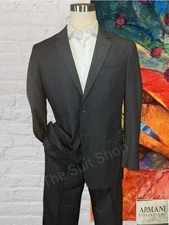 Armani Collezioni Su Misura 42R 34x30 Gray Micro-Stripe Italian Designer Suit