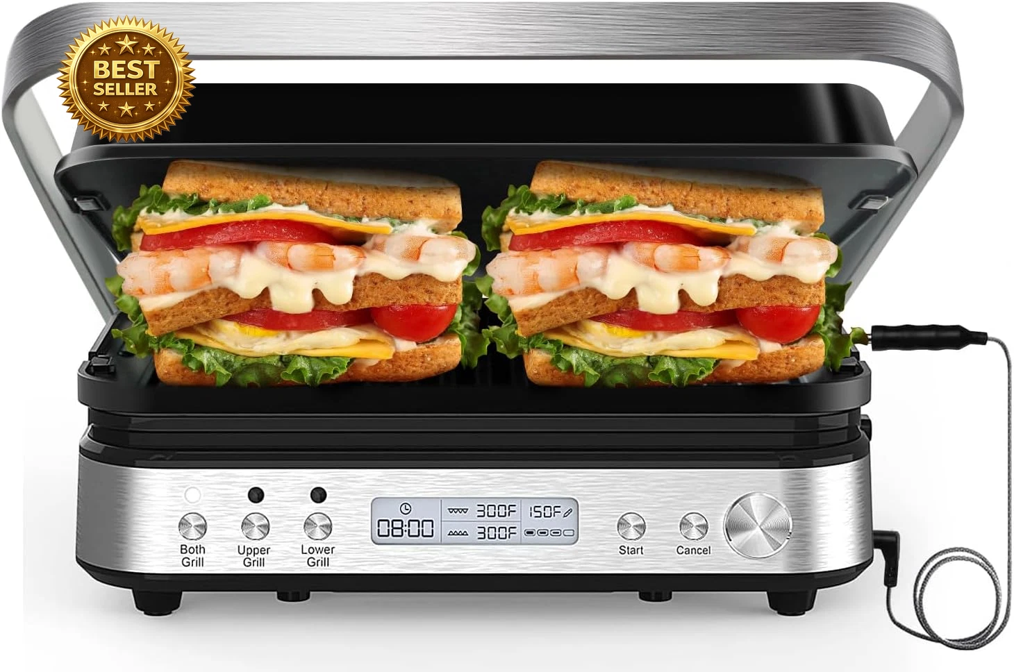 Panini Press Grill 5in1 Sandwich Maker 1600W Smokeless Grill Removable Plates
Opens in a new window 