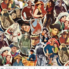 John Wayne American West Poster Print Multi Cotton Fabric