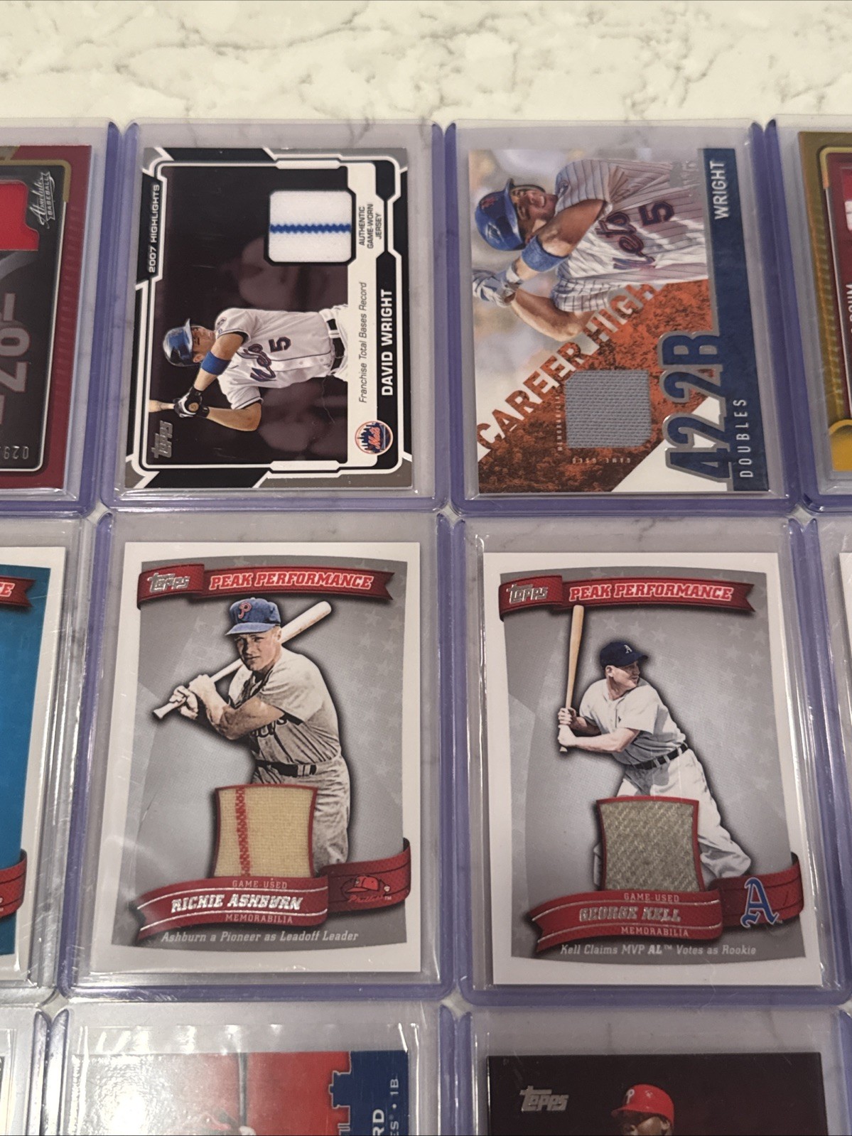 30 Baseball Card Game Used Jersey & Bat Lot: Pujols, Wright, Ashburn, Wilhelm, view 3