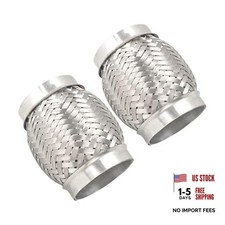 2PCS Exhaust Flex Pipe Stainless Steel Double Braid Long Heavy Duty 3"x4"x4"