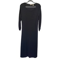 J. Jill Black Stretchy Rayon Tied Long Sleeved Maxi Dress, Women's Medium
