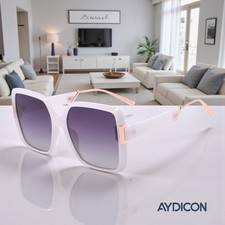Aydicon Trendy Milk white Square Polarized Women's Sunglasses UV 400 56