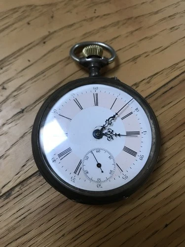 Antique Pocket Watch Ancre Ligne Droite Spiral Breguet Sterling Silver