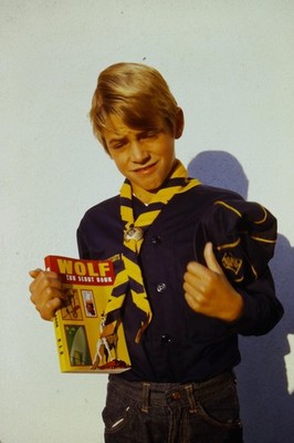 c1960's Kodachrome 35mm Slide, Cub Scout Uniform Wolf Book Boy Portrait America