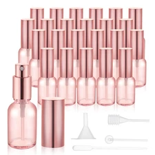24 pack 10ml Pink Glass Spray Bottles Refillable Empty Perfume Pump Sprayer M...