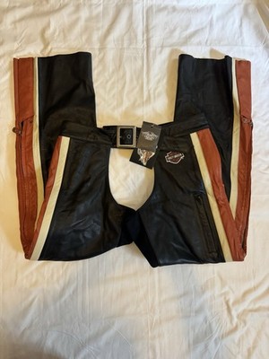 Harley Davidson Women s Leather Chaps Orange and Black Size Large