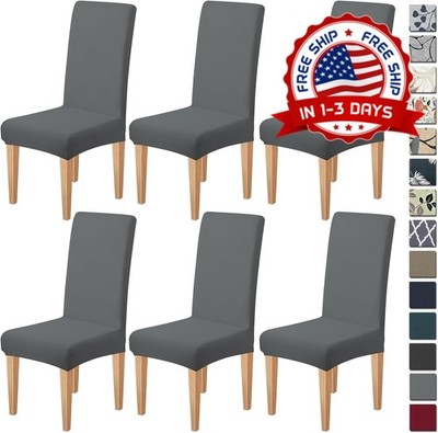 Fundas Silla Elasticas Juego 6 Piezas Comedor Cocina Lavables Hotel Banquete NEW