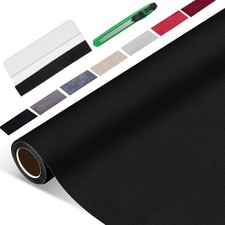 Suede Wrap for Car Interior 16" x 59" - Black Self 16 x 59 Inches,