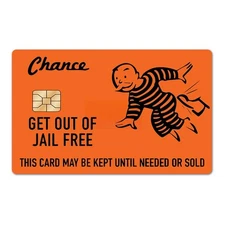 Get Out of Jail Free Card Sticker Skin - Debit Card Skin Sticker 4-Pack