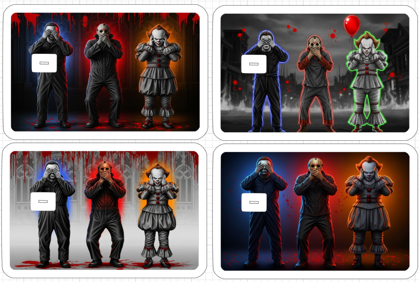 See Hear Speak Evil Horror Halloween Killer Credit Debit Card ATM Skin Sticker