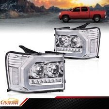 Chrome Housing Headlights Lhrh Lamp Fit For 07-13 Gmc Sierra 1500 2500hd 3500hd