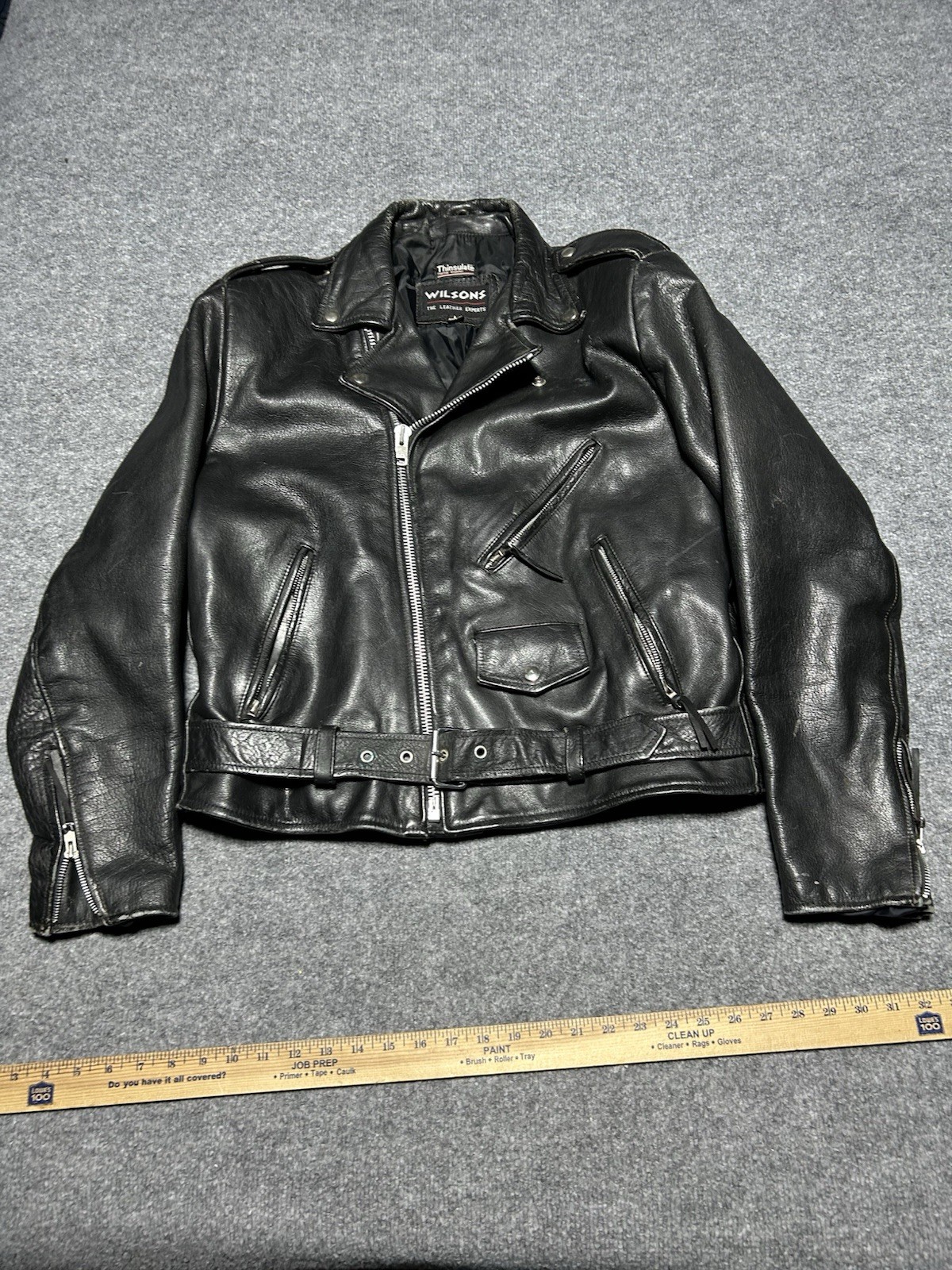 vintage wilsons leather motorcycle jacket mens L black biker rocker metal punk