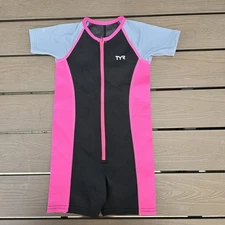 TYR Girls Thermal Swim Suit Zip up Pink/grey/black Size 3T New Sample