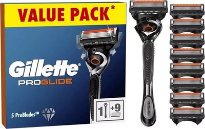 Gillette ProGlide Rasierer Flexball Technologie 1 x Griff + 9 Klingenminen Neu in OVP