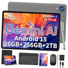 Android Tablet, 10.1 inch Android 15 Tablet with Keyboard, Black