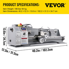 Uimoso Tour À Métaux De Précision 220 X 750 Mm, Mini Tour À Bois 1100W, 2250 RPM