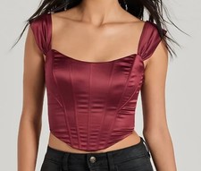 Renaissance Spell Lace Up Satin Corset Top S Structured Bustier Whimsigoth Vamp