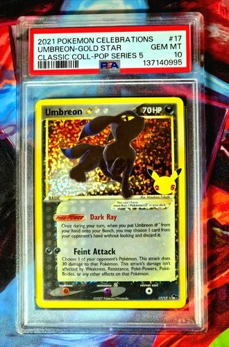 PSA 10 Umbreon Gold Star 17/17 Celebrations Classic Collection Pokemon Holo GEM