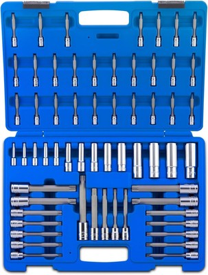10287A Extra Long Socket Bits and Deep Socket Set | 60 Piece | S2 Tamperproof...
