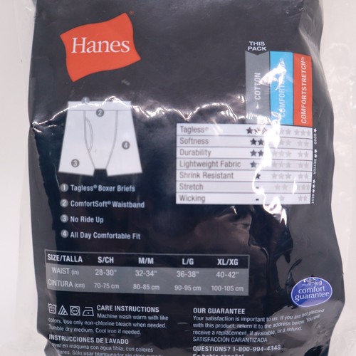 Hanes men's tagless boxer briefs sz Small 4 pack black/gray nwt - Picture 8 of 11