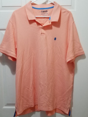IZOD Advantage Performance Sz XL Polo Short Sleeve Shirt Men Stretch Golf Peach