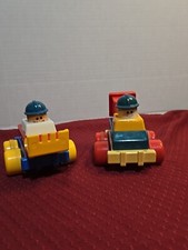 Vintage Fisher Price Little People Car Lot of 2 Construction